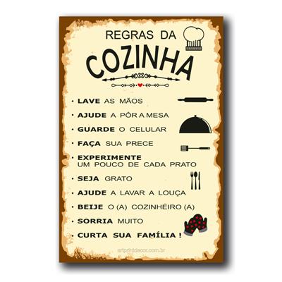 Placa Regras Da Cozinha