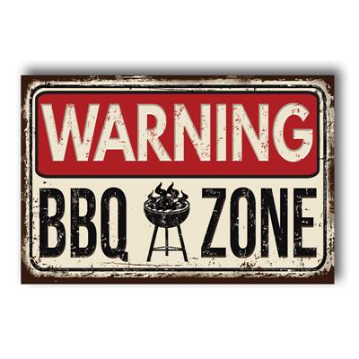 Placa Warning BBQ Zone